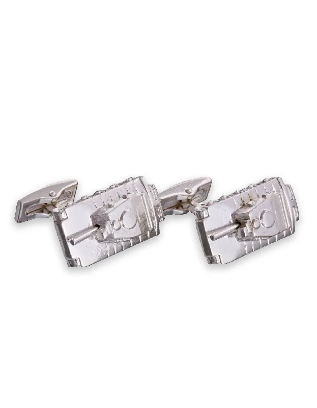 Cufflinks with textured metal finishes for a rugged and stylish appearance-Tank Cufflinks