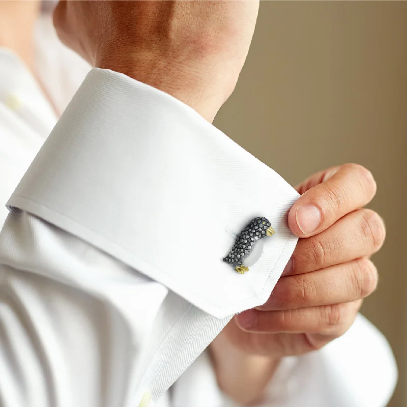 Best cufflinks with intricate craftsmanship for a high-quality, durable finish-Penguin Marcasite, Mother of Pearl Sterling Cufflinks