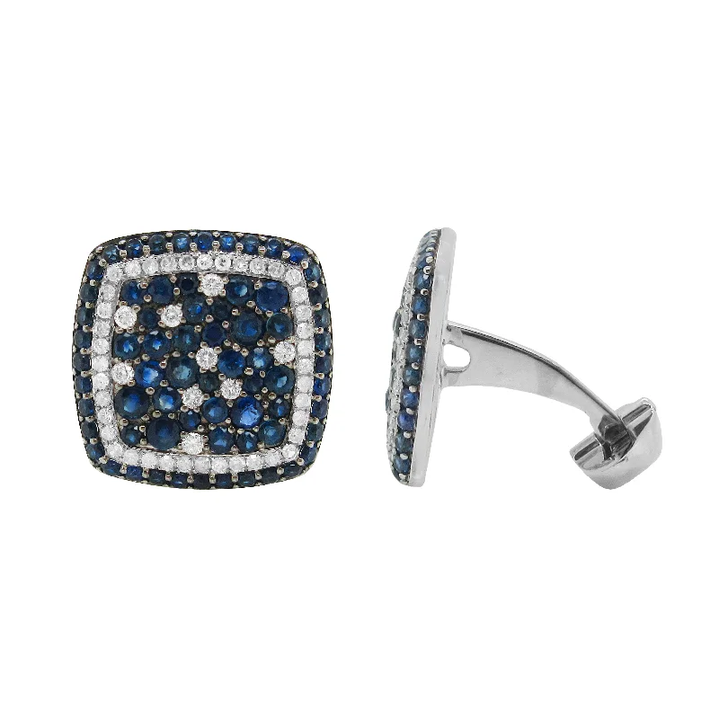 Best cufflinks for the office with simple yet stylish designs for business attire-14K GOLD DIAMOND AND SAPPHIRE ZACHARY CUFFLINKS