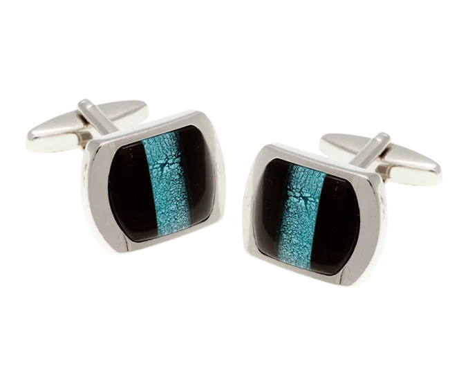 Cufflinks with silver and enamel combinations for a colorful and polished look-Turquoise Lizard Eye Cufflinks