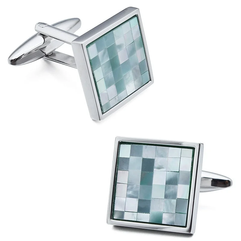 Best cufflinks with gemstone and metal inlays for a colorful and eye-catching design-Mosaic Shell Cufflinks