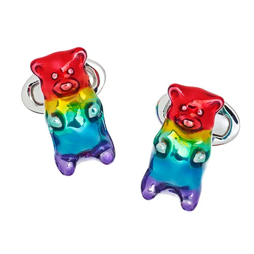 Best cufflinks for anniversary gifts with intricate designs and personal touches-Gummy Bear Rainbow Sterling Cufflinks