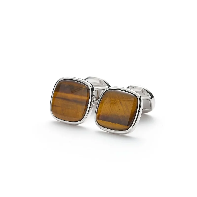 Best cufflinks for formal shirts with refined designs and premium materials-Cufflinks Square Tiger Eye