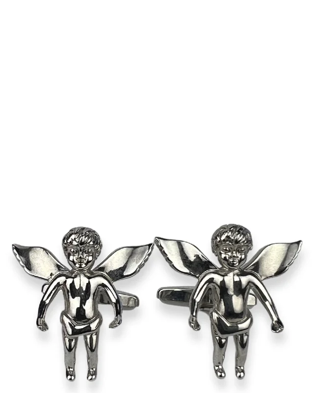 Cufflinks with silver and enamel combinations for a colorful and polished look-DÉCLIC Cherub Cufflink - Silver