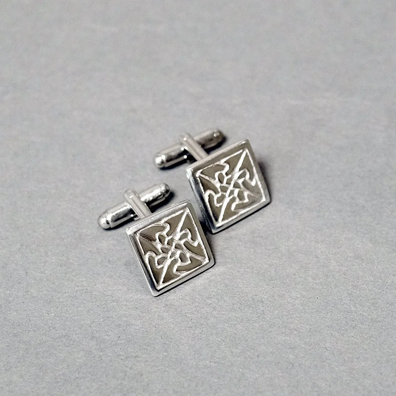 Best cufflinks with customizable engravings for a personal and thoughtful gift-Square Pewter Cufflinks with Knot Design