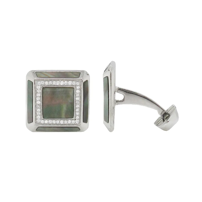 Best cufflinks with round designs for a classic, versatile look-14K GOLD DIAMOND AND BLACK MOTHER OF PEARL NOAH CUFFLINKS