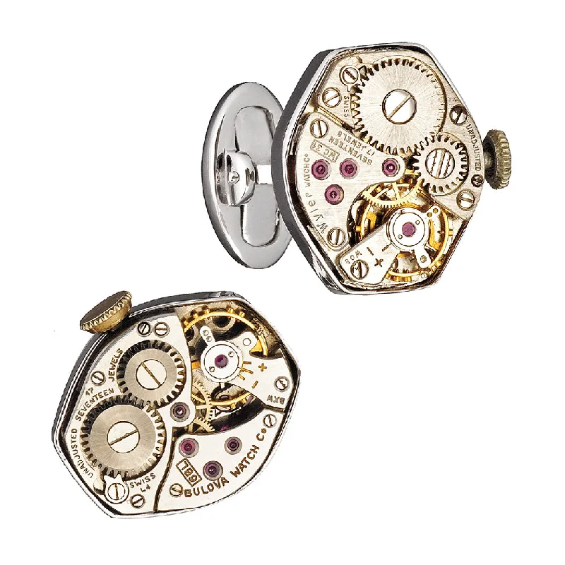 Best cufflinks with a sleek black finish for a contemporary, edgy look-Watch Gears Sterling Cufflinks