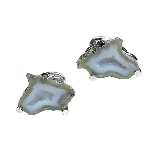 Best cufflinks with modern minimalist designs for a chic, subtle style-Geode Druzy Crystallized Gemstone Sterling Silver Cufflinks