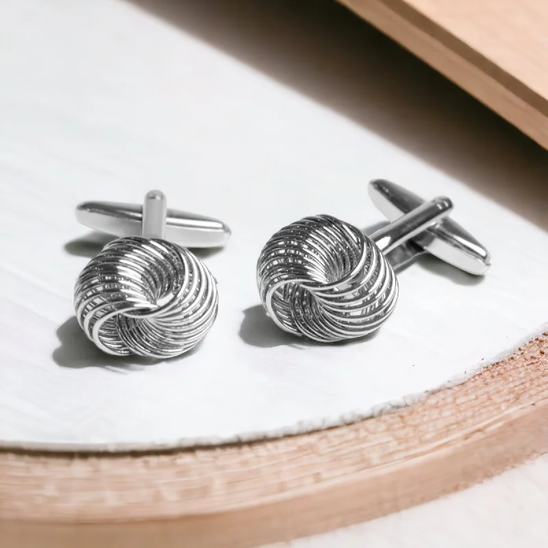 Best cufflinks with enamel inlays for a colorful and artistic touch-Chokore Metal Knot Cufflinks (Silver)