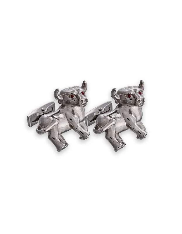 Cufflinks with engraved quotes for a personalized and meaningful touch-Bull Cufflinks