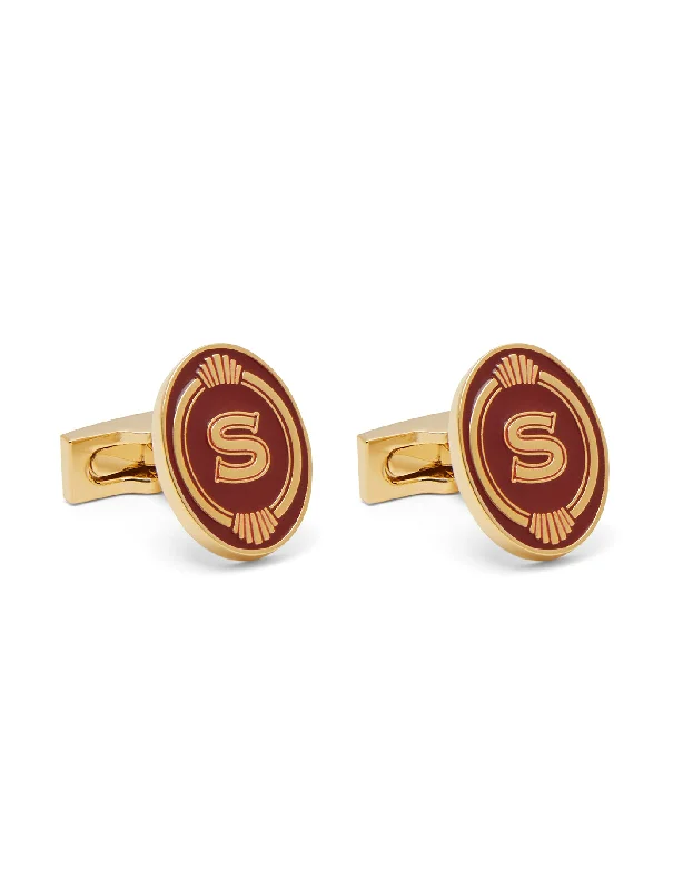 Cufflinks with engraved logos for a personalized and branded accessory-Peaky Blinders Cufflinks - Gold / Red