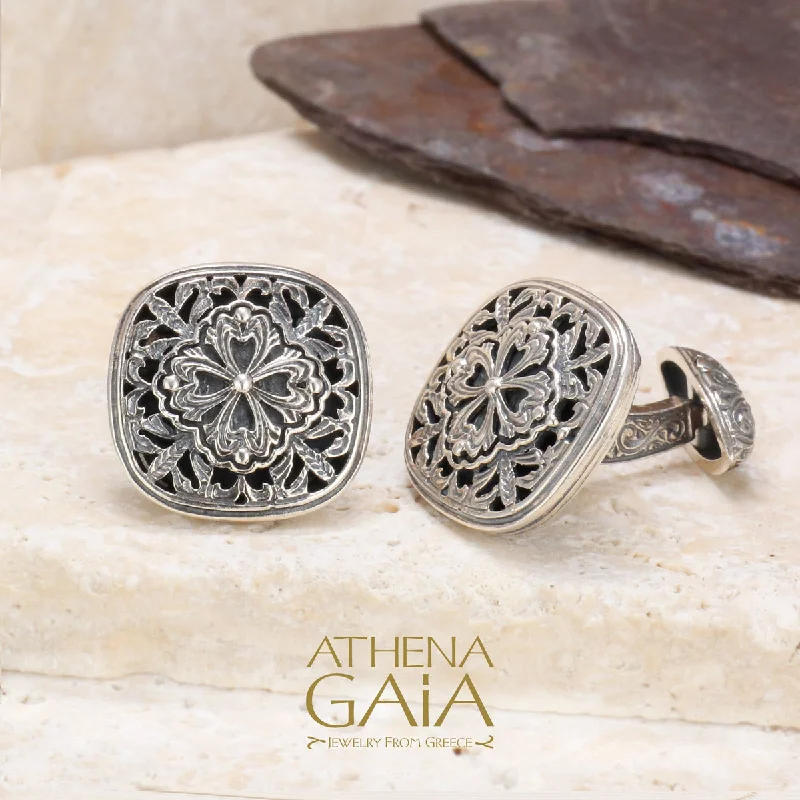 Best cufflinks for formal shirts with refined designs and premium materials-Garden Shadows Medieval Filigree Sterling Silver Cufflinks