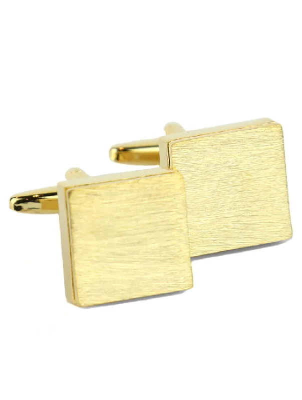 Best cufflinks with customizable engravings for a personal and thoughtful gift-DÉCLIC Brushed Block Cufflink - Gold