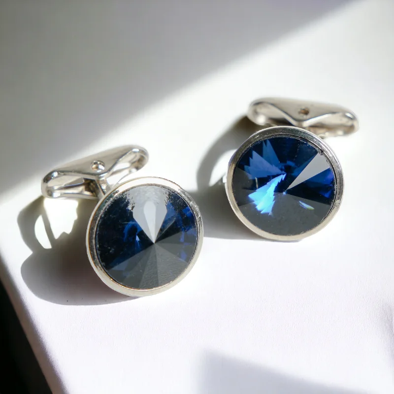 Best cufflinks with spherical designs for a playful and stylish twist-Chokore Silver Crystal Cufflinks (Blue)