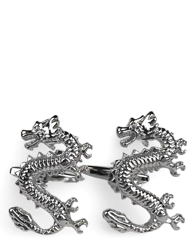 Cufflinks with vintage-inspired designs for a timeless and classic touch-DÉCLIC Chinese Dragon Cufflink - Silver