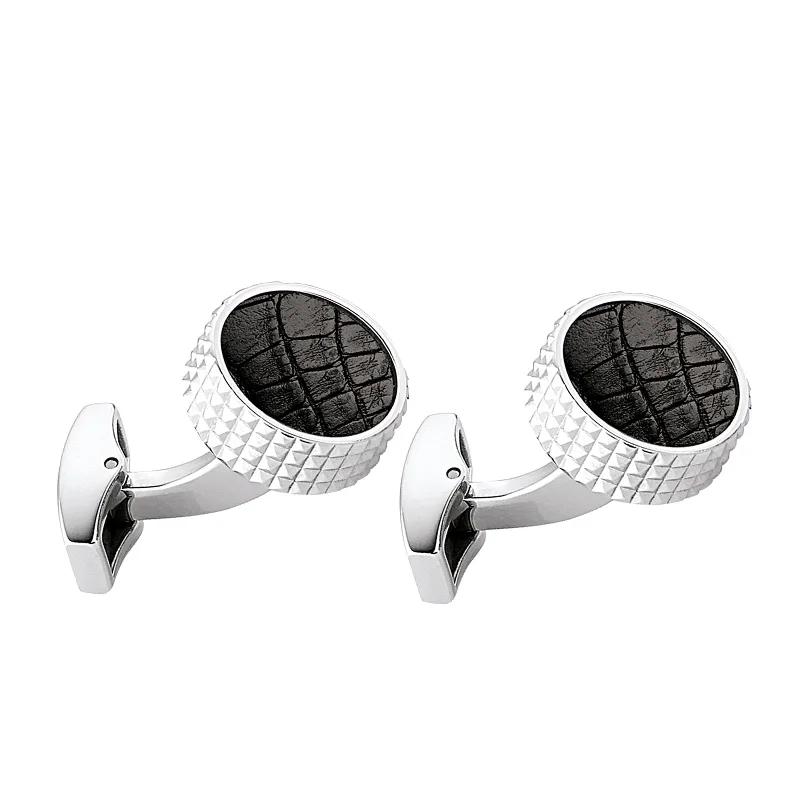 Best cufflinks with polished stainless steel for a sleek and modern look-Cuff links SPYK Black croco