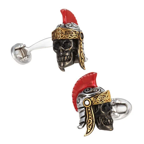 Best cufflinks with rose gold plating for a trendy and luxurious finish-Gladiator Skull Cufflinks with 24K Vermeil Detail I Jan Leslie