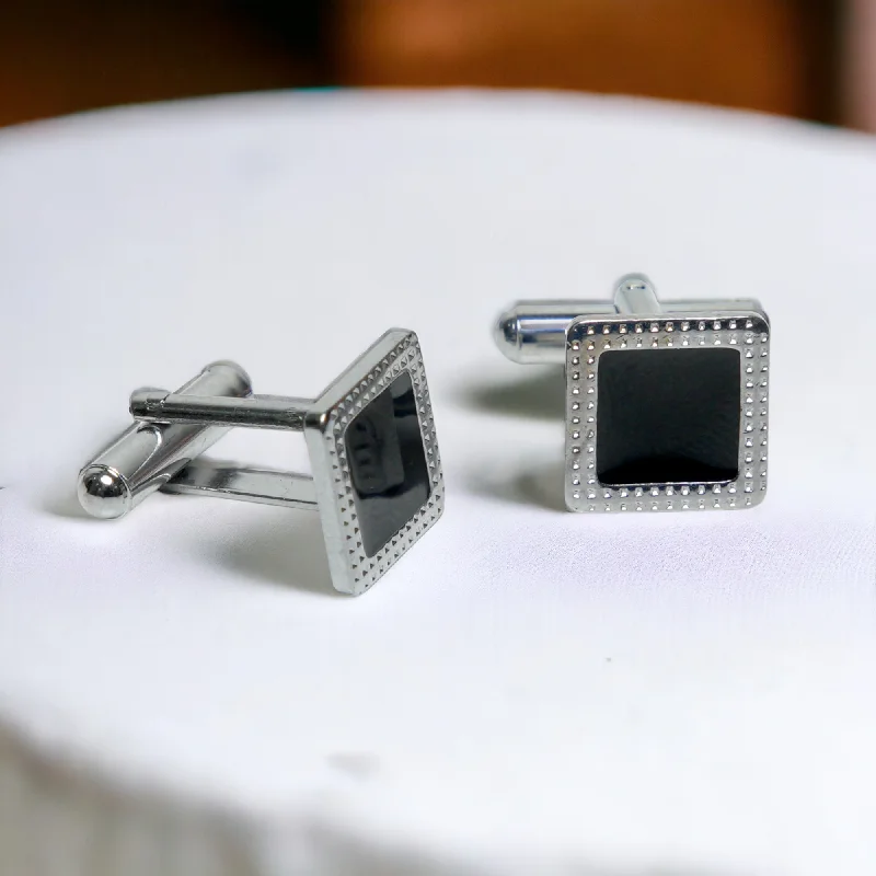 Best cufflinks with classic oval designs for a traditional and versatile appearance-Chokore Textured Square Cufflinks (Black)