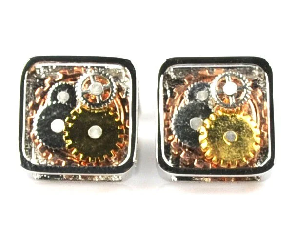 Best cufflinks with polished stainless steel for a sleek and modern look-Steampunk Gear Watch Mechanism Cufflinks