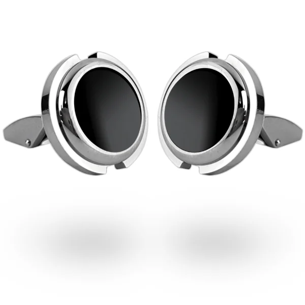 Cufflinks with customized initials for a personalized touch and meaningful gift-Futura Black Onyx