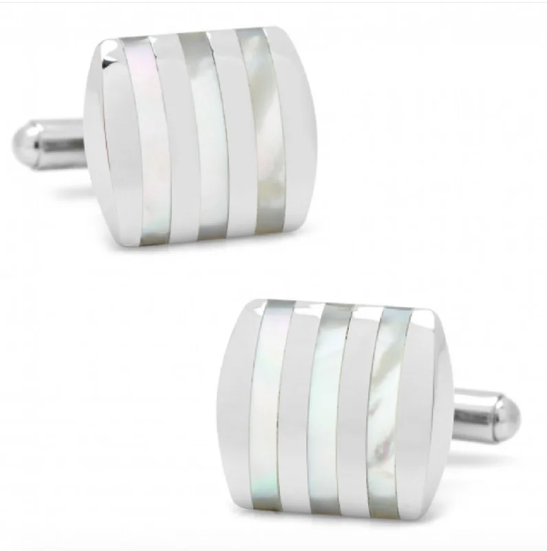 Best cufflinks for men with personalized birthstone options for meaningful gifts-STAINLESS STEEL MOTHER OF PEARL CUFFLINKS