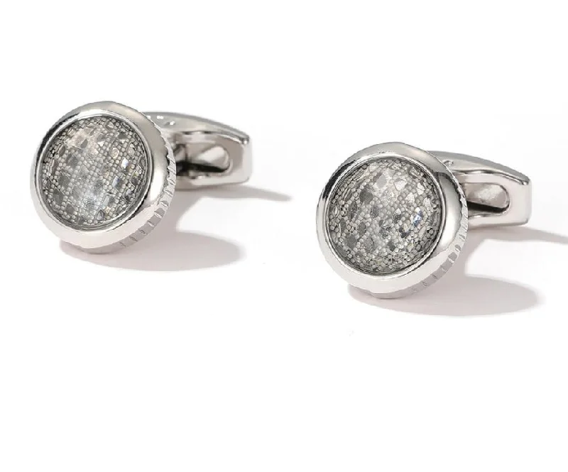 Best cufflinks with gemstone inlays for a colorful and stylish finish-SILVER ROUND CUFFLINKS