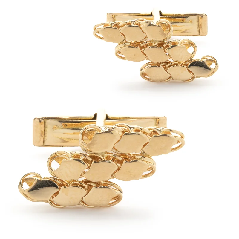 Cufflinks with angular designs for a modern and stylish look-18 Karat Yellow Gold Custom Link Nugget Style Cufflinks