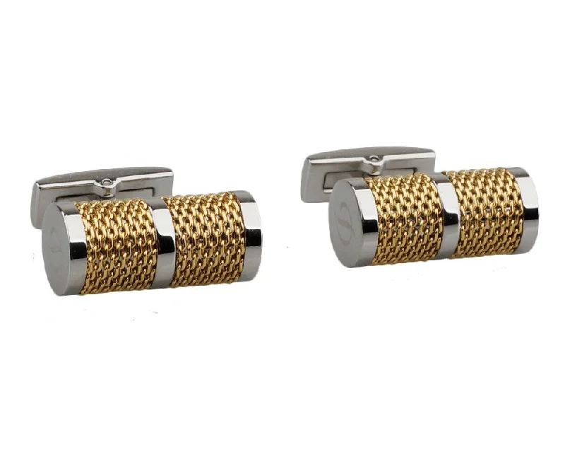 Cufflinks with brushed metal finishes for a matte, contemporary style-Tube chain gold plated cufflinks