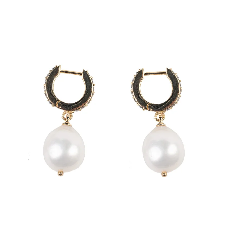 Best hoop earrings with multi-colored gemstones for a vibrant and lively touch-White Pearl Drop Hoop Earrings