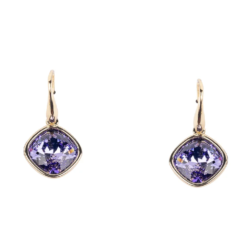 Hoop earrings with twisted metal designs for a dynamic and modern style-Tanzanite Square Earring