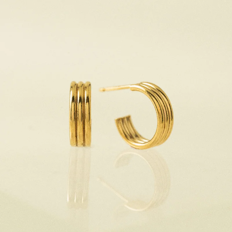 Hoop earrings with gold accents for a warm, elegant statement piece-12mm Triple Gold-Filled Post Hoop Earrings