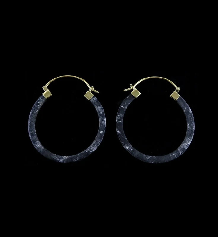 Best hoop earrings with textured silver for a rustic and organic finish-14G Burrow Nightfall Acetate Hangers