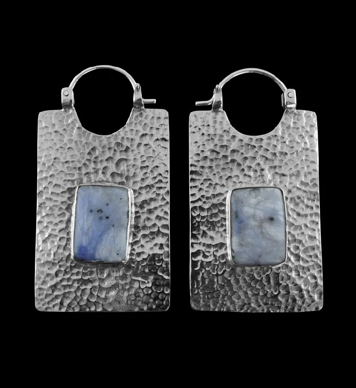 Best hoop earrings with geometric shapes for a modern and artistic appeal-14G Obverse Sodalite Stone White Brass Hangers - Earrings