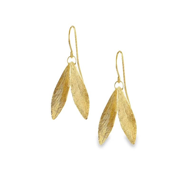 Best hoop earrings with minimal embellishments for a sleek and modern look-18ct Solid Gold Double Leaf Earrings