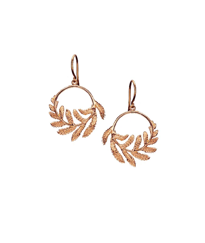 Hoop earrings with heart-shaped frames for a romantic and feminine look-18ct Solid Rose Gold Fern Hoop Earrings