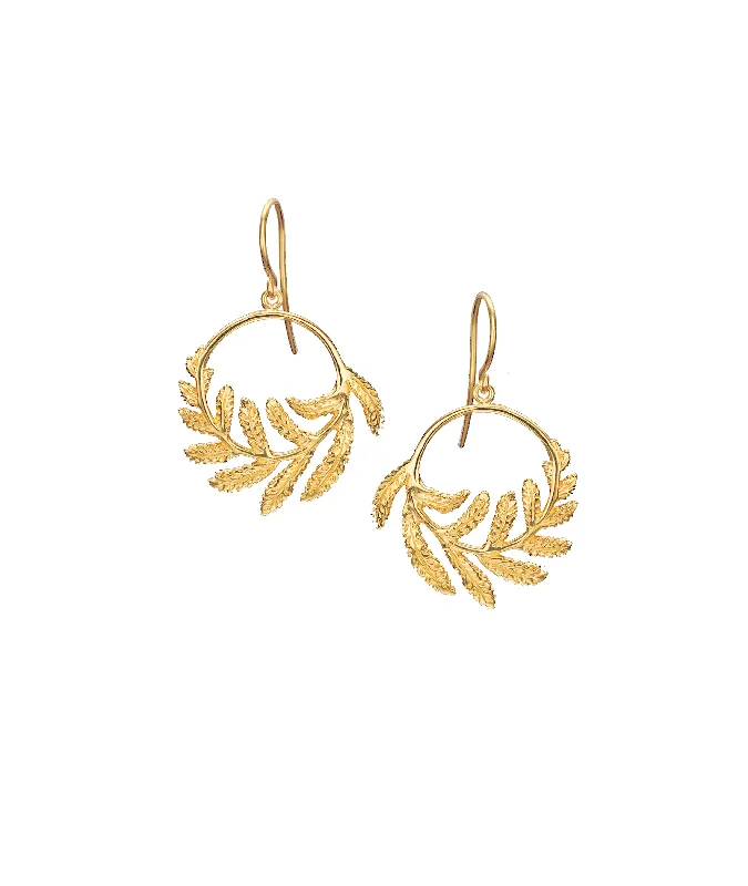 Best hoop earrings with crescent-shaped designs for a bold, moon-inspired style-18ct Solid Gold Fern Hoop Earrings