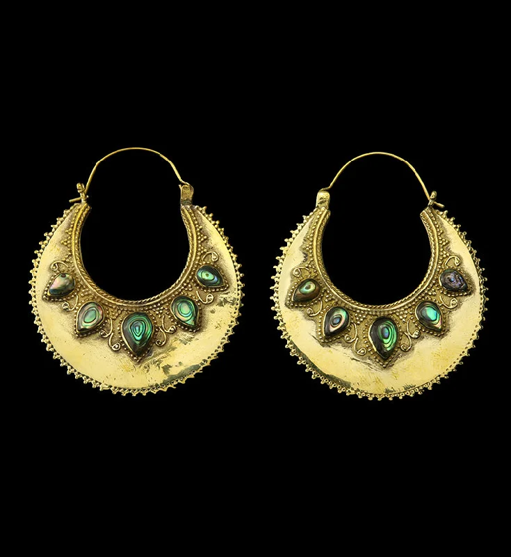 Best hoop earrings with marbled designs for a trendy and artistic effect-18G Bauble Abalone Brass Hangers / Earrings