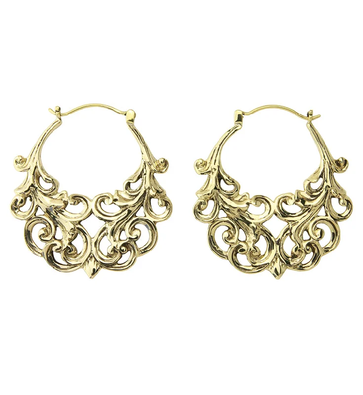 Hoop earrings with braided patterns for a detailed and textured finish-18G Golden Lattice Brass Hangers / Earrings