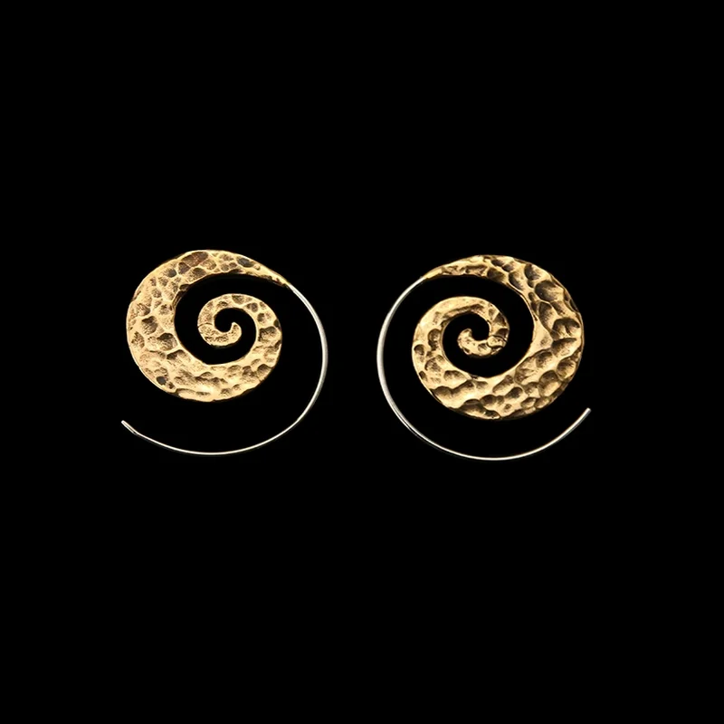 Hoop earrings with textured finishes for a vintage and classic style-18G Hammered Brass Spirals