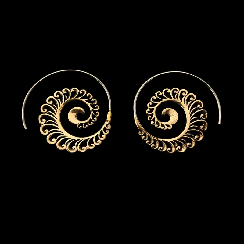 Hoop earrings with enamel stripes for a colorful and eye-catching design-18G Ornamental Brass Spirals