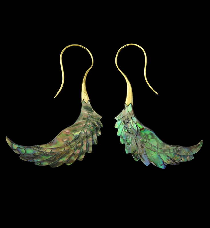 Best hoop earrings with cubic zirconia for a budget-friendly, dazzling look-18G Pinion Brass Abalone Hangers / Earrings