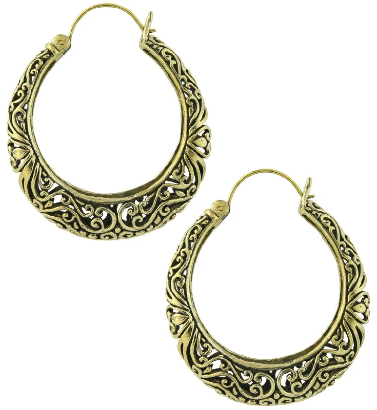 Best hoop earrings with tribal designs for a cultural and exotic aesthetic-18G Tracery Brass Earrings