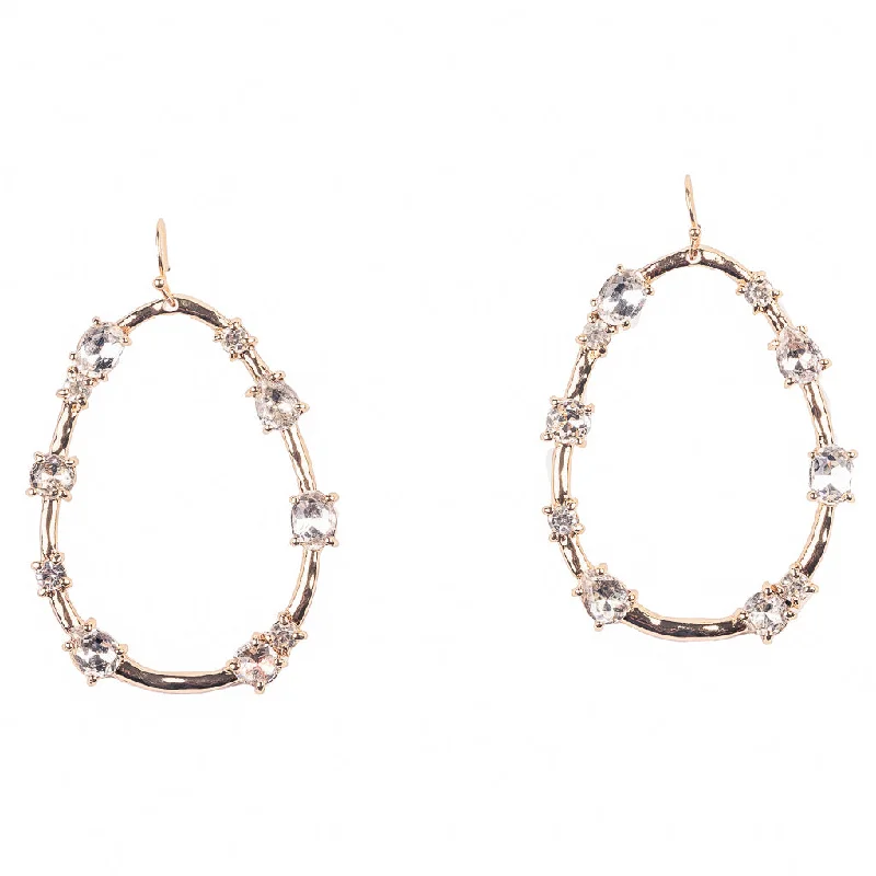 Hoop earrings with stacked layers for a bold and textured design-Crystal Oval Pierced Earrings