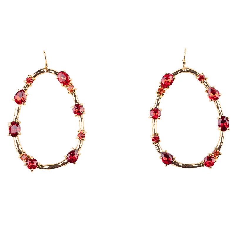 Best hoop earrings with oval shapes for a unique and elongated design-Gold Drop Earring with Ruby Stones