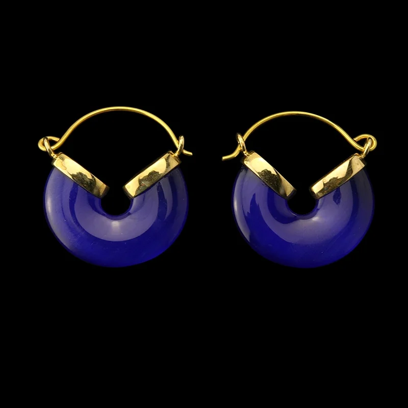 Best hoop earrings with intricate beaded details for a textured, stylish appearance-20G Blue Cat's Eye Halo Hangers - Earrings