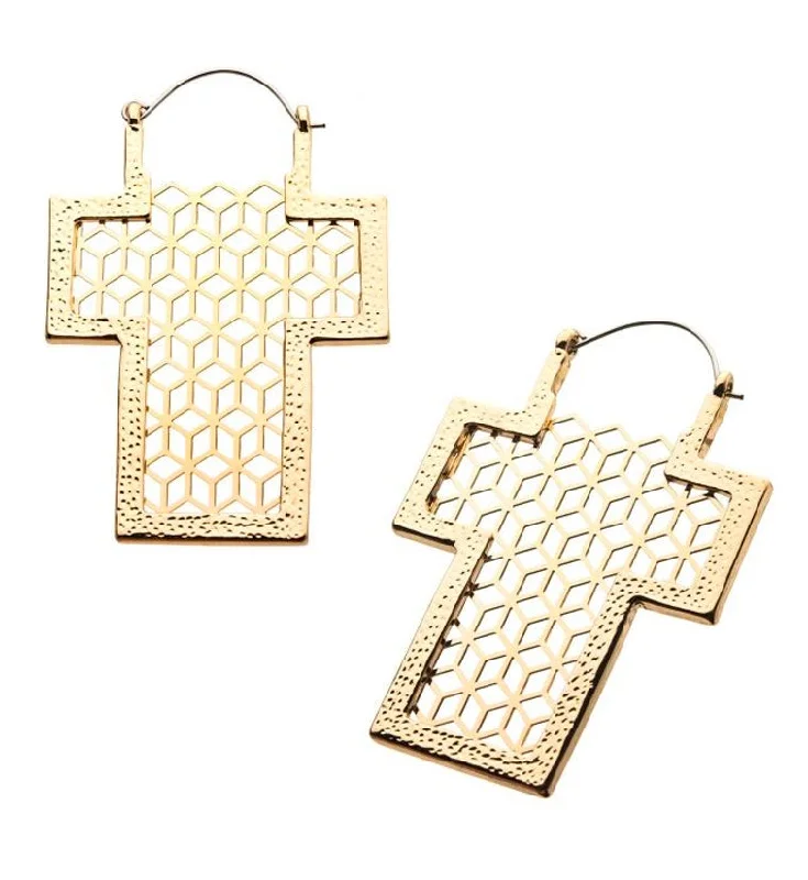 Best hoop earrings with vintage-style detailing for a nostalgic and timeless look-20G Golden Cross Plug Hoops