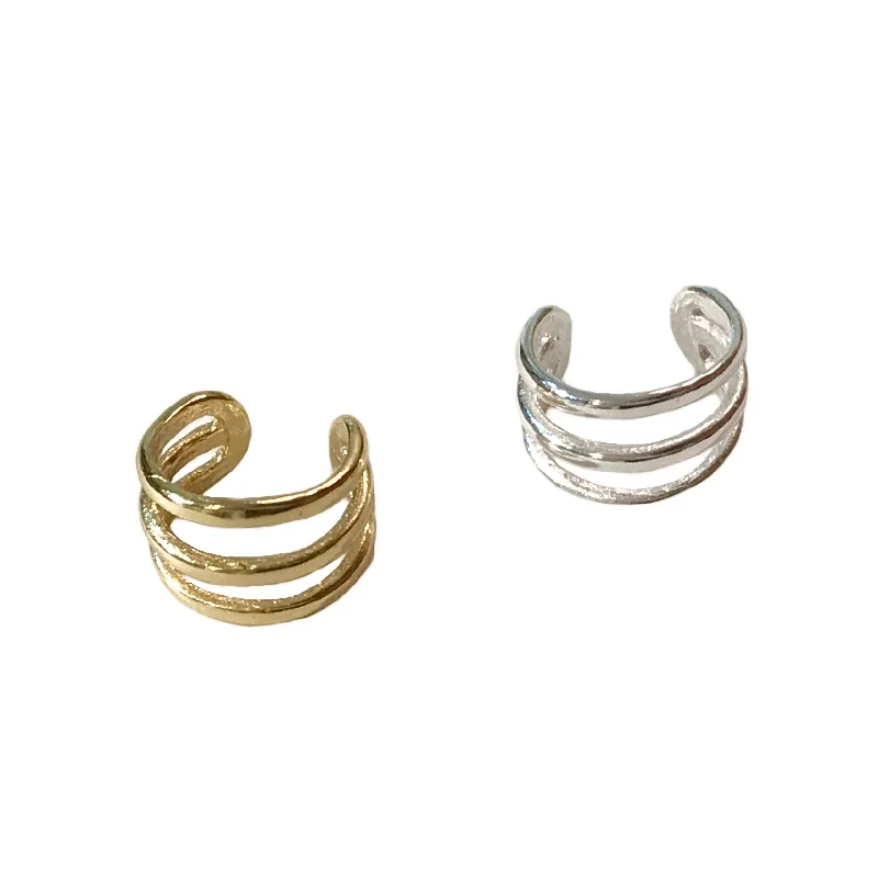 Best hoop earrings with minimalist designs for a clean and modern aesthetic-Kufleen Small Triple Lines Ear Cuff