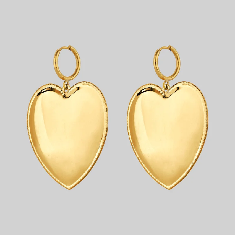 Best hoop earrings with oval shapes for a unique and elongated design-ADMIRE. Large Heart Hoop Earrings - Gold