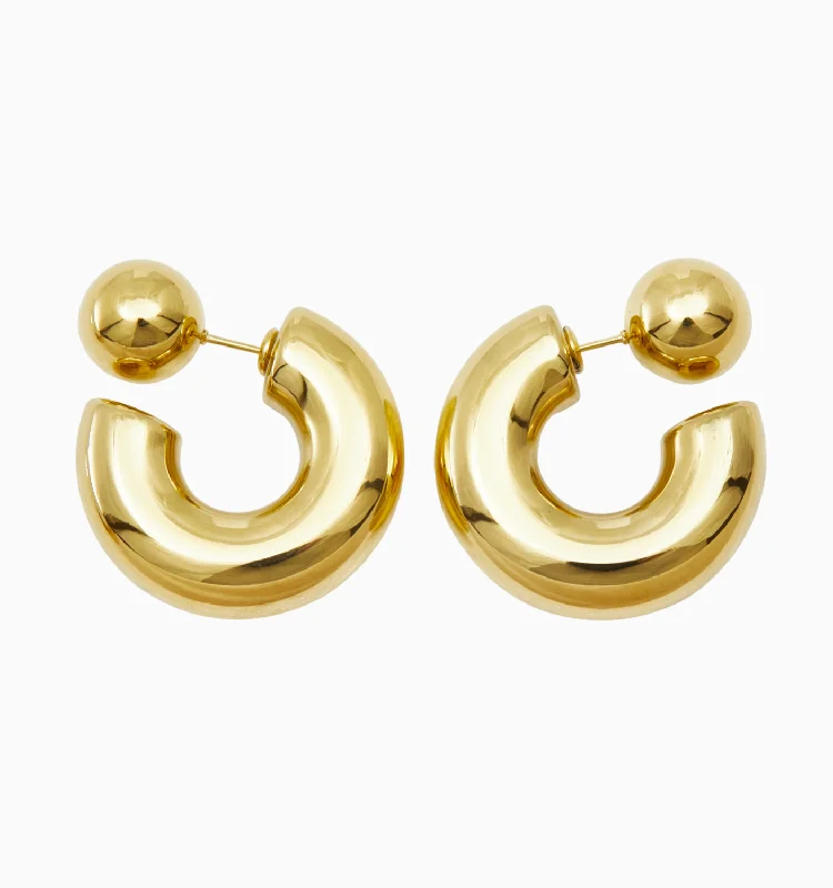 Best hoop earrings with satin ribbons for a soft, feminine appearance-Amberly Reversible Hoop Earrings - Sphere