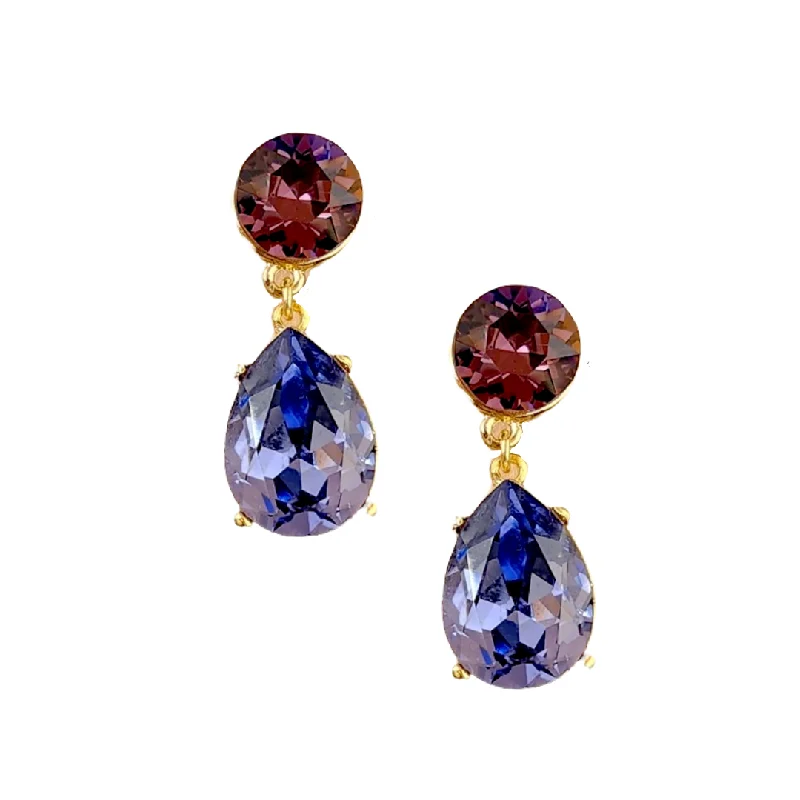 Best hoop earrings with geometric pendants for a modern, chic appeal-Amethyst & Tanzanite Teardrop Pierced Earring